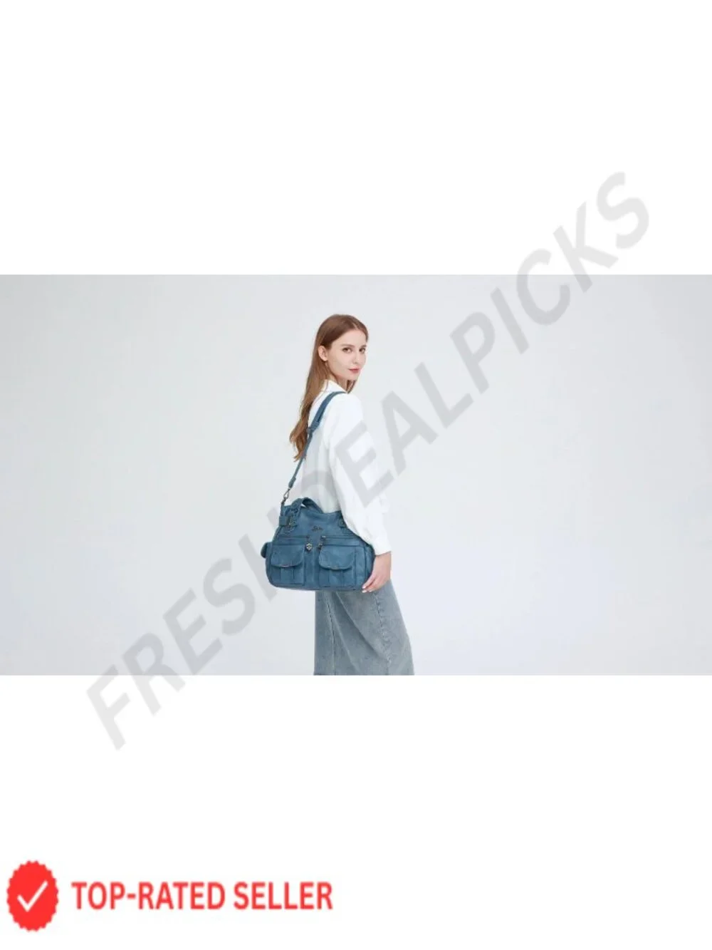 Women's Large Hobo Tote PU Leather Multi-Pocket Shoulder Bag